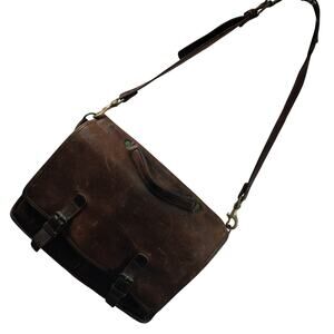 VINTAGE ULTRA HEAVY RICH BROWN GENUINE LEATHER MESSENGER BAG, BRIEFCASE!